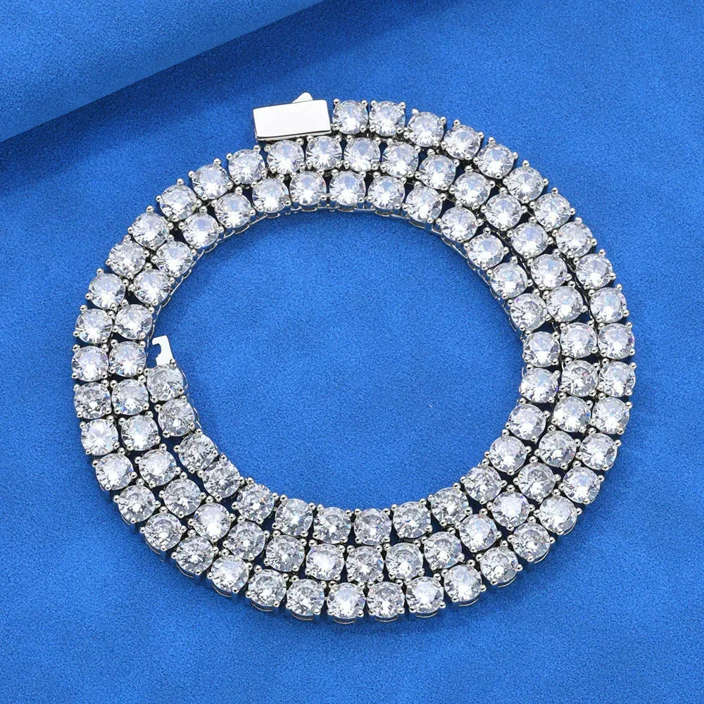 Spring Clasp Single Row Zircon Tennis Chain Necklace Gold Chain Rapper Style for Men | Caratix Jewelry - CaratixJewelry